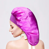 6 Pieces Large Satin Silk Bonnet Satin Sleeping Cap 2.36 Inch Elastic Wide Band Hat Adjustable Night Sleeping Hair Bonnet for Women Girls, 16.5 Inch in Diameter