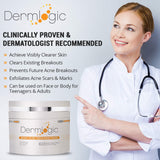 Dermlogic Acne Treatment Pads-Contains Glycolic, Lactic, Salicylic Acid. Eliminates Oily Skin, Clogged Pores & Cystic Breakouts. Removes Dark Spots, Whitehead & Blackhead Pimples for Face & Body.