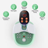 Carevas Foot Bath Massager, Heated Foot Soaker with O2 Bubbles, 14 Massaging Rollers for Tired Feet Stress Relief Home Use