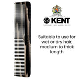 Kent 16TG Hair Dressing Table Comb Double Tooth, Graphite Fine/Wide Tooth Dresser Comb For Hair, Beard and Mustache, Coarse/Fine Hair Styling Grooming Comb for Men Women and Kids. Made in England