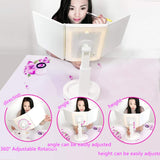 Makeup Mirror with Lights Vanity Mirror with 34 LED Lighted Mirror Touch Screen Dimming 360° Degree Rotation Cosmetic Mirror Dual Power Supply 3 Makeup Sponges 1 Makeup Sponge Holder