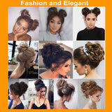 S-noilite Hair Bun Extensions Messy Wavy Curly Dish Donut Scrunchie Hairpiece Accessories Chignons Updo Ponytail Pony Tail Synthetic Hair Extension for Women/40G 1 Count Light Brown