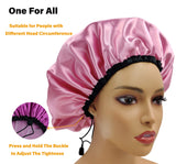 UWEIVV 1 Packs Adjustable Shower Caps Plus Size Shower Caps for Women Silky Satin Double Layers Bathing Shower Hat Hair Protection EVA Shower Caps Reusable Waterproof PINK DESIGN