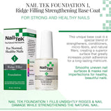 Nail Tek Foundation 1, Ridge Filling Strengthening Base Coat for Strong and Healthy Nails, 0.5 oz, 2-Pack