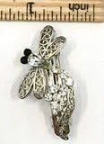 12 Pieces Set Dragonfly Style Crystal Barrette With Silver Color Metal Clip 5 Different Crystal Color