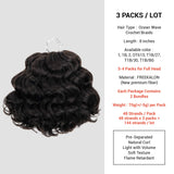 6 Bundle (3 Pack) 8 Inch AU-THEN-TIC 2X Ocean Wave Crochet Braids Deep Ripple Body Wave Braids Synthetic Hair Extensions Freekalon Fiber with Gift (3-PACK, 2)