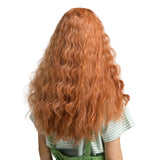 Long Wavy Wig GLAMADOR Women's Orange Wig with Bangs,Long Fluffy Curly Wace Hair Wig, Synthetic Full Replacement Wigs Heat Resistant Fiber Synthetic Cosplay Dating Dress Party Daily Use Wigs- 20"