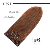 12" Remy Clip in Hair Extensions Human Hair Light Brown for Women Beauty - Short Silky Straight 8pcs 20clips Real Hair Extensions Clip In Human Hair (12 inch 100g #6 Light Brown)