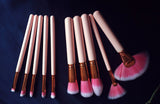 FIDDY898 Pink Professional Makeup Brush Set Powder Cream Blush Concealer Brush Nose Eye Lip Brush Kabuki Tools-10 pcs