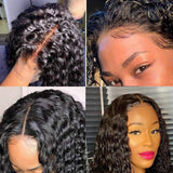 Human Hair Lace Front Wigs Deep Wave Unprocessed Curly Hair Wigs With Baby Hair For Black Women 4x4 Lace Closure Wigs Natural Hairline 16inch