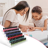 Nail Polish Organizer, Umirokin 6 Tiers Acrylic Organizer Storage Case Display Rack Holders for Ink Nail Polish Essential Oil Cosmetic Dropper Bottle（54-90 Bottles）