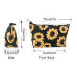 Sunflower Floral Roomy Cosmetic Bag Waterproof Travel Makeup Toiletry Pouch Small Accessories Organizer with Zipper for Teens Girls Purse