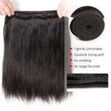 CYNOSURE Straight Brazilian Hair 3 Bundles Grade 9a Unprocessed Straight Human Hair Extensions Natural Black (14 16 16inches)