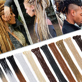 24 Inch Handmade Dreadlocks Extensions Faux Locs Hair Braids Havana Dreadl Extensions Unisex Reggae Hippie Hairpieces for Men and Women 30 strands/Pack Black to Dark Grey