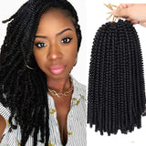 12 Inch Spring Twist Crochet Hair 4 Packs Bounce Bomb Spring Twists Braids Black Short Passion Twists Braiding Hair Extensions Synthetic Crochet Braids Hair for Women (30Strands/Pack; 1#)