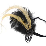 Anglacesmade Bridal 1920s Flapper Feather Headband Beaded Tassel Chain Feather Roaring 20s Headpiece Prom Party Festival Gatsby Hair Jewelry for Women and Girls