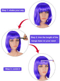 4 Pieces Short Bob Hair Wigs Costume Colorful Cosplay Wig Daily Party Hairpiece for Women Girls Decoration (Yellow, Red, Blue, Purple)