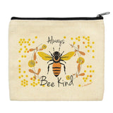 Cute Canvas Makeup Bag Always Bee Kind Bag Bee Makeup Bag Pencil Bag Travel Gifts Zip Makeup Bag