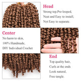 Leeven 7 Packs Short Pre Twisted Passion Twist Crochet Braiding Hair 12 Roots/Pack 12 Inch Brown Synthetic Pre looped Bob Passion Twisted Hair Curly Ends Passion Braids Twist Hair 30#