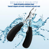 9 Pieces Ingrown Toenail Tools Kit, Toe Nail Clipper Knife Nail Nipper File Set for Ingrown Hard Thick Nail, Ingrown Toenail Cuticle Removal Clippers (Black)