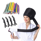 (3 in 1) 24 pcs 9.45" Flexi Twist Foam Hair Curler Rollers Curling Rods + Hair Dryer Bonnet Attachment Hood Conditione Cap + 4 Hair Dressing Clips