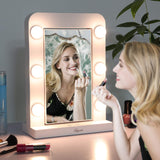 Glynee Hollywood Mirror with Light - LED Large Lighted Makeup Mirror Vanity Makeup Mirror Double Sided 360 Degree Swivel 1X/3X Magnifying Mirror with 3 Colors Lighting Modes Smart Touch