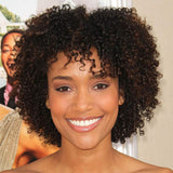 Yingrun Short Kinky Curly Human Hair Wigs, 100% Brazilian Remy Hair Full Head Curly Wave Bob Wigs, None Lace Front Glueless Wigs for Black Women (8 Inch, 1 B)