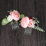 Fangsen Wedding Flower Berries and Greenery Hair Comb Wedding Bridal Headpiece Woodland Wedding Hair Accessories for Brides and Bridesmaids (Pink)