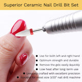 Makartt Ceramic Nail Drill Bit Set 7PCS 3/32" Safety Nail Drill Bits Remove Gel Polish Nail Gel Dip Powder Drill Bit Professional Bits Tools Nail File Drill Bit Manicure B-24