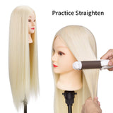 Mannequin Head with Hair 30 Inches, 100% Synthetic Fiber Hair,Doll Head for Hair Styling Cosmetology Manikin Head Dolls Hairdressing Head Hairdresser Training Head with Clamp+DIY Hair Braid Set