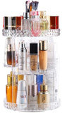 V-HANVER Acrylic Makeup Organizer, Cosmetic Storage and Vanity Perfume Organizers in Countertop Bathroom Dresser, 360 Rotating Makeup Holder Stand for Beauty Caddy Skincare & Clear & Diamond Pattern