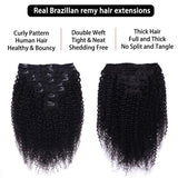 Dosacia 18Inch 120g Kinky Curly Human Hair Clip in Hair Extensions Natural Black 3C 4A Hair for Black Women 8pcs 18 Clips Real Human Hair Extensions(18inch, Kinky Curly)