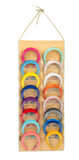 Women Padded Headbands Storage Organizer, Lady Hair Hoop Holder with 8 PVC Clear Pockets, Hanging Hair Clasp Rack Display Stand. (M-felt material-milk tea)