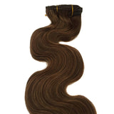 Ash Brown Hair Body Wave Clip Extensions 70grams 7pcs Soft Heat Resistant Real Human Hair Curly Clip in Extensions