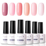 Candy Lover Gel Nail Polish Set - Pink Peach White 6 Pastel Popular Colors Summer Fall Collection, UV LED Home Manicure Nail Art Gift Kit