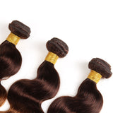 2 Tone Ombre Hair Body Wave 3 Bundles Brazilian Virgin Hair Body Weft Ombre Human Hair Bundles T4/30 Medium Brown/Medium Auburn for Black Woman (16 18 20, T4/30)