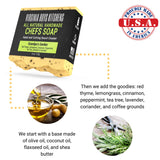 Virginia Boys Kitchens Chefs Soap Bar - For Frequent Hand Washers - Gentle Coffee Grounds Scrub - Powered by Essential Oils (Grandpa's Garden - 7 Essential Oils)