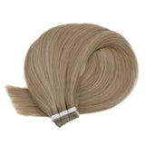 Vivien Tape in Hair Extensions Human Hair, 20inch 20pcs 50g Light Blonde Highlights Golden Blonde Remy Tape Hair Extensions, Straight Thickness Tape in Human Hair Extensions Blonde