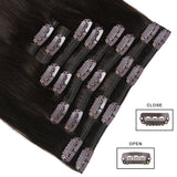 Real Clip in Hair Extensions Dark Brown 8 Pieces - Premium Womens Straight Double Weft Thick Remy Hair Extensions Clip in on Human Hair for Short Hair (14" / 14 inch, #2, 92 grams/3.3 Oz )