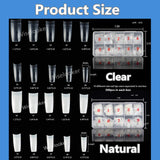 1000pcs Clear and Natural French False Nails Tips Press on Fake Nails Acrylic Nails 10 Sizes for Nail Salons and DIY Nail Art (2x500pcs)