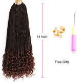 7 Packs 14 Inch Box Braids Crochet Hair Crochet Box Braids with Curly Ends Goddess Box Braids Crochet Hair Curly Prelooped Crochet Hair Bohemian Box Crochet Braids Hair For Black Woman (14 Inch, T30#)
