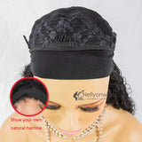 Human Hair Headband Wig Deep Wave Human Hair Wigs for Black Women Glueless None Lace Front Wigs 150% Density 16inch