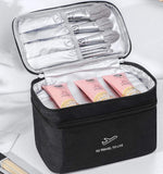 Double Layer Cosmetic Bag,Large Makeup Bag Organizer,Waterproof Toiletry Bag,Travel Packing Bag (A/Wine)