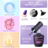 Gellen Gel Nail Polish Starter Kit with LED/UV Nail Lamp - Pinks and Glitters 6 Colors Nail Gel Starter Kit, Top Base Coat Matte Top Coat Manicure Tools Nail Art Decorations Rhinestones Set