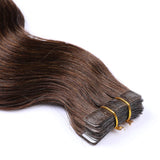 Valiilo Tape in Wavy Hair Extensions Human Hair Seamless Skin Weft Human Hair Body Wave Dark Brown #2 Human Hair Seamless Tape in Hair Soft Wavy Brown Real Hair Weft 70grams 20pcs/pack
