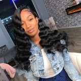 Persephone Left U Part Wig Glueless Human Hair Wigs for Black Women 180% Density Deep Body Wave Side Part Machine Made Half Wigs Natural Color 16 Inch