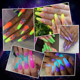 Vrenmol Glow in the Dark Gel Nail Polish Neon Shellac Nail Gel polish Soak Off UV Glow Effect Nail Polish Fluorescent Bright Colors Lacquer Nail Art-6 PCS 8 ML