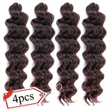 LEEONS Ocean Wave Hair Crochet Wavy Hair Ombre Deep Wave Crochet Hair 20 Inch (4-Pack, T1b-33)