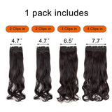 FUT_Forever 18" Curly Wavy 4 Pieces Set Thick Clip in on Hair Extensions Dark Brown