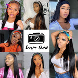 24 inches Long Straight Headband Wig Human Hair Brazilian virgin Human Hair None Lace Wigs Headband Wigs for Black Women 150% Density